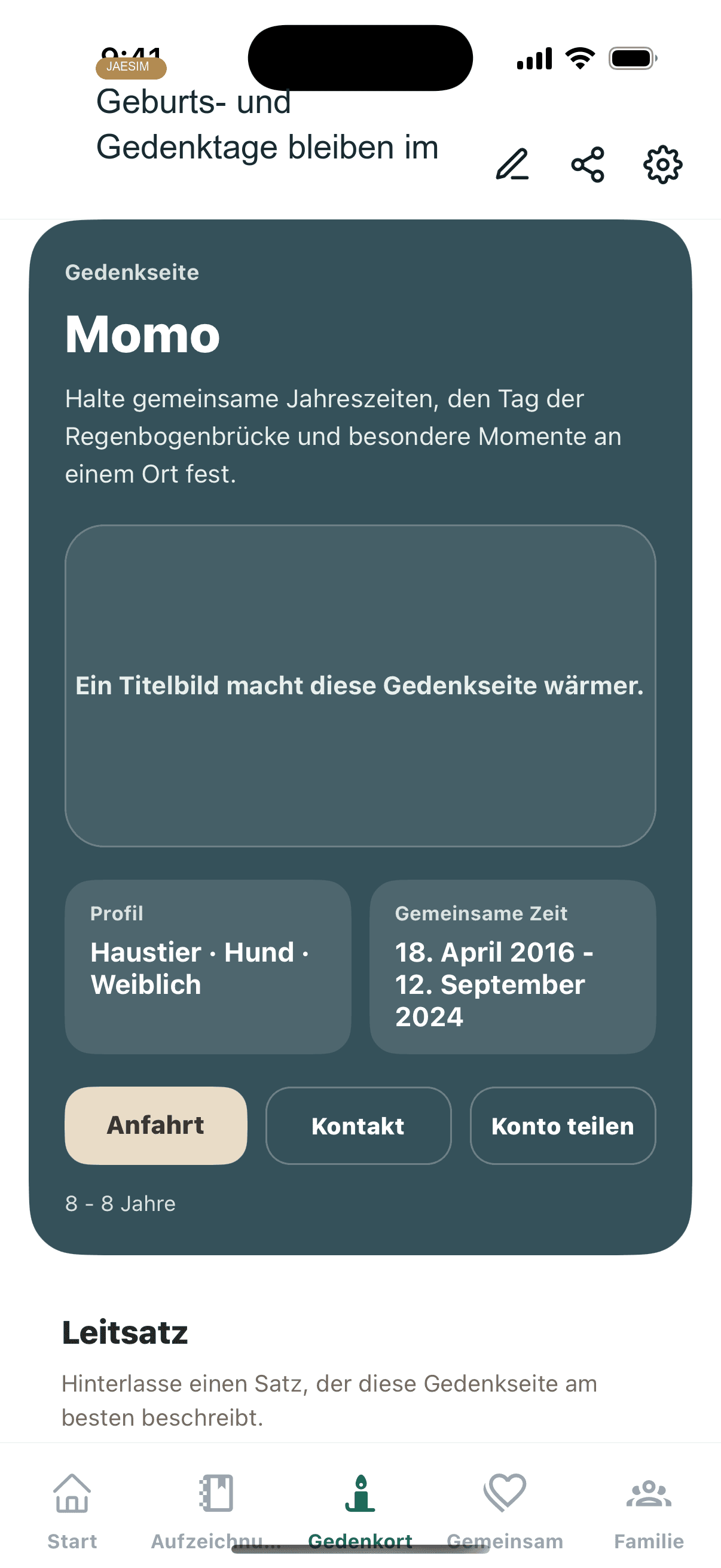 Ansicht fuer Gedenktage und Geburtstage