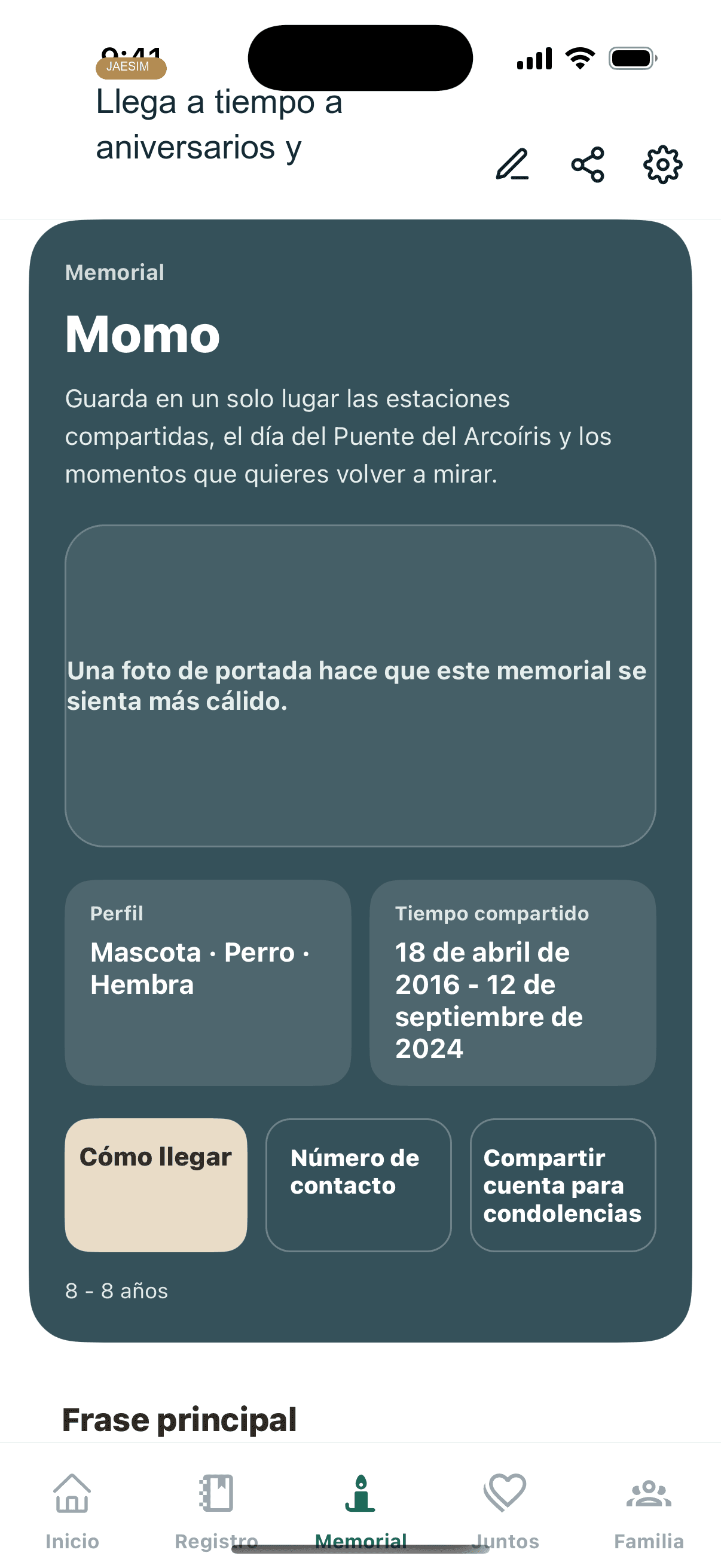 Pantalla de recordatorios