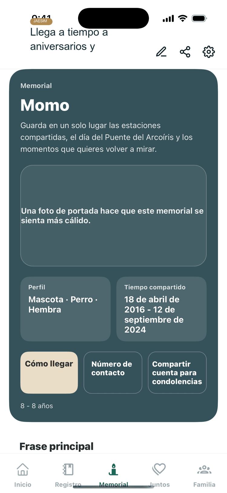 Pantalla de recordatorios